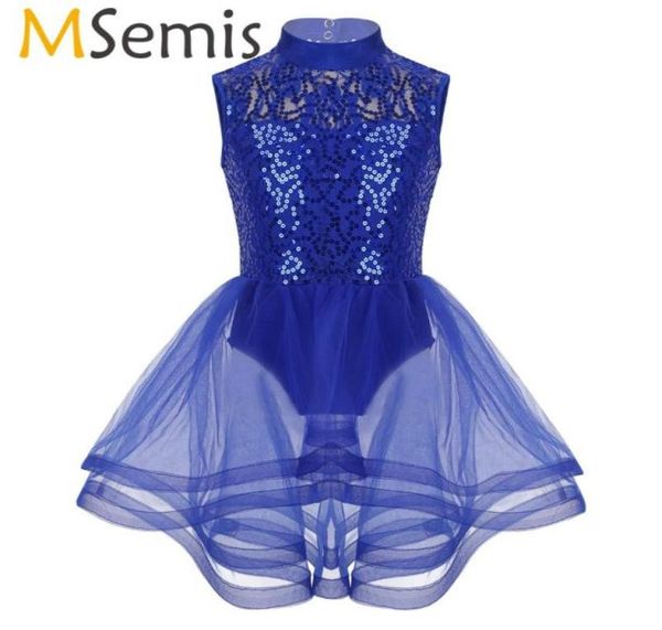 Ragazze Paillettes Mesh Tutu Abiti da balletto Figura Pattinaggio su ghiaccio Vestito Ginnastica Body Performance Concorso Costume di danza lirica S8312524