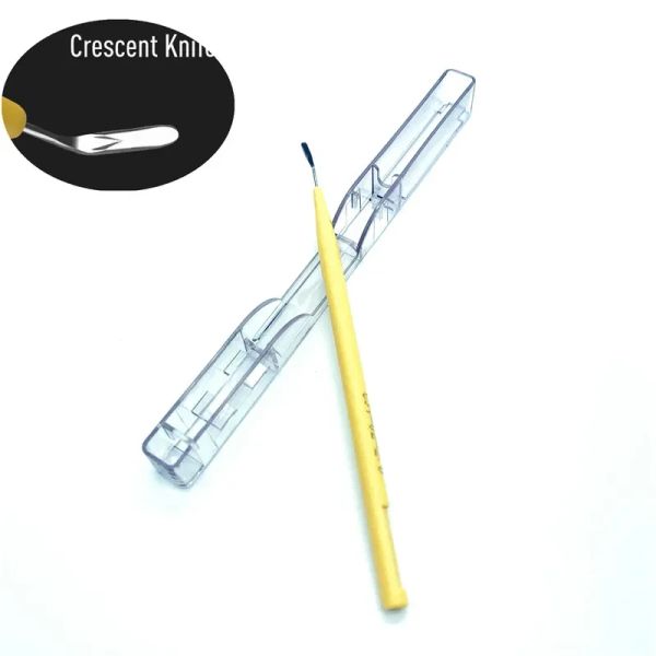 Dispositivo di rimozione 1 pz Lame chirurgiche monouso Coltello a mezzaluna oftalmico per tunnel sclerale Strumenti per microchirurgia della cataratta oftalmica