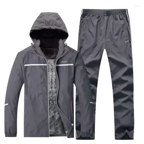 Tute da uomo 2024 pile invernale addensato tuta da uomo felpe con cappuccio set sportivo casual caldo palestra jogger felpe da sci giacca pantaloni abbigliamento sportivo