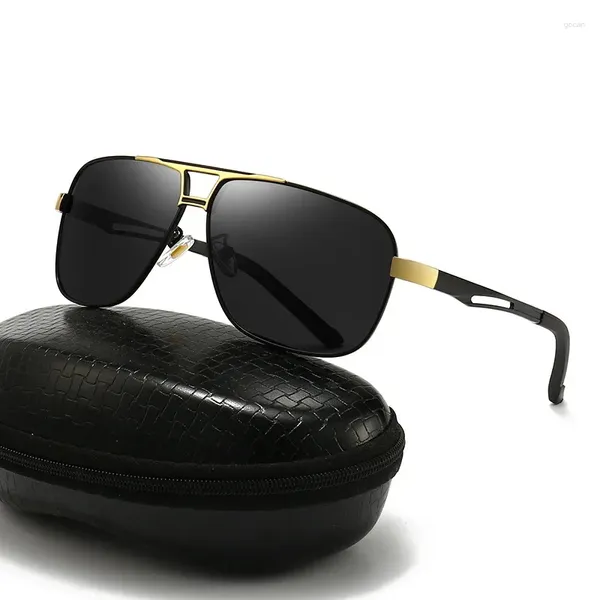 Солнцезащитные очки квадратная рама поляризована для мужчин, женщины, классики, движущие рыбацкие металлические поляроидные солнцезащитные очки модные винтажные мужские очки