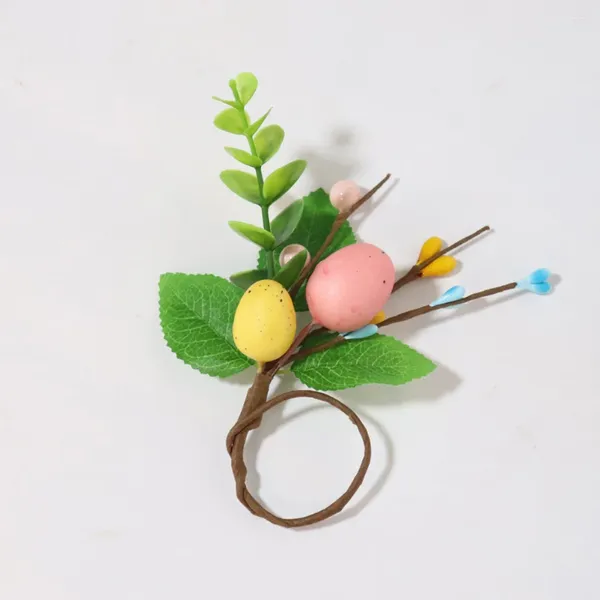 Dekorative Blumen, 6 Stück, Serviettenringe mit Ostermotiv, eiförmige Schnallen für den Esstisch im Frühling, Hochzeit
