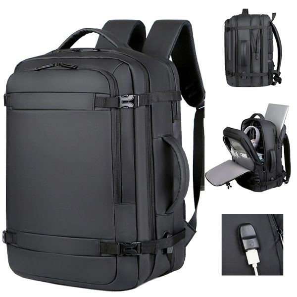 Backpack Men's Business Comuting Bolsa de ombro à prova d'água Laptop de expansão de grande capacidade Interface USB Mochilas de viagem multifuncionais