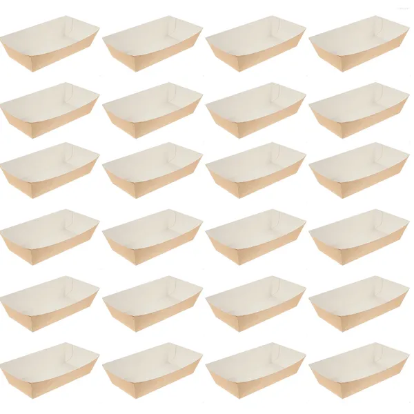 Stoviglie usa e getta 100 pezzi Vassoio da asporto Cestino da portata fritto Carta Kraft Supporti per pollo fritto