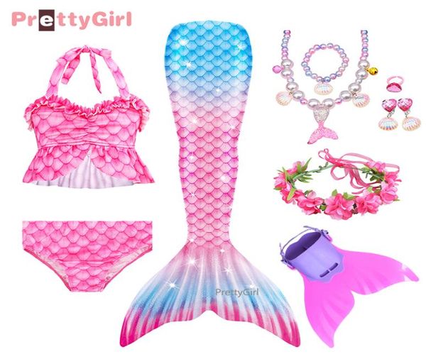 Kızlar yüzülebilir denizkızı kuyruk bikini mayo denizkızı kostüm cosplay çocuk yüzme elbise ile monofin yüzgeç doğum günü hediyesi 6755039