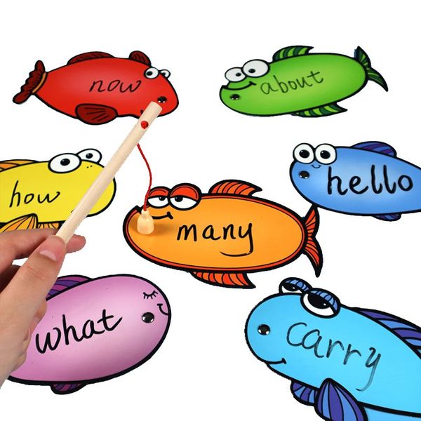 Brinquedos de pesca montessori educação para crianças cartão escrito regravável palavras aprendizagem ensino crianças diy quiz jogo 240301