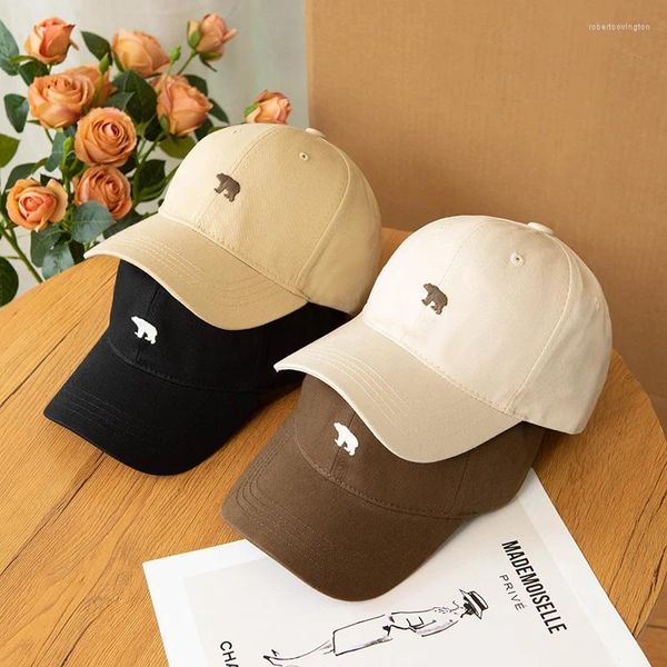 Bonés de bola 2024 Polar Bear Baseball Cap Feminino Soft Top Versão Coreana do Masculino Display Face Pequeno Chapéu Homens