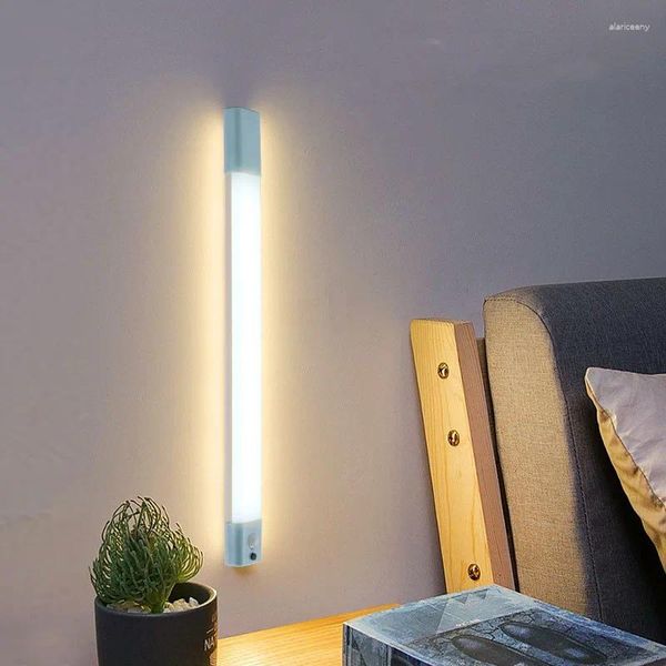 Luci notturne Lampada Xiaomi con sensore di movimento LED Batteria USB ricaricabile Striscia di luce magnetica per camera da letto Comodino Cucina