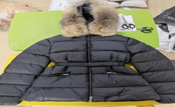 Designer para baixo jakcket para mulheres cinto parkas inverno real pele de raposa casaco gola marca snap6754625