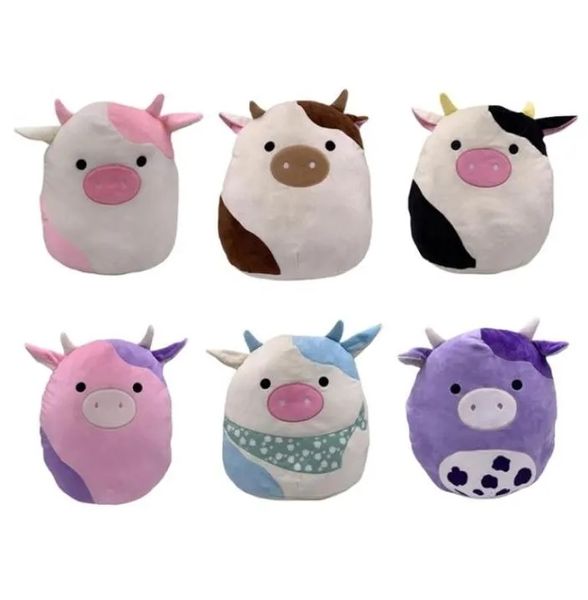 2024 20cm bonito dos desenhos animados travesseiro de pelúcia para crianças menina meninos kawaii cor algodão recheado vaca almofada brinquedos presentes