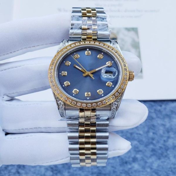 Nova chegada roxo 36mm relógio presidente diamante feminino relógios de aço inoxidável mais baixo feminino automático pulso mecânico gift278p