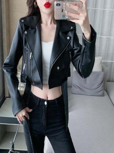 Women039s Jacken Faux Leder Jacke Frauen Lose Weiche Vintage Motorrad Biker Mantel Kurze Pu Weibliche Punk Herbst Streetwear Out1033630