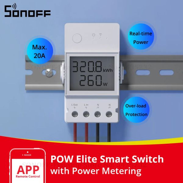 Управление Itead SONOFF POW Elite 16A 20A Контроллер переключателя Wi-Fi в режиме реального времени Монитор энергопотребления Измерение eWeLink для умного дома