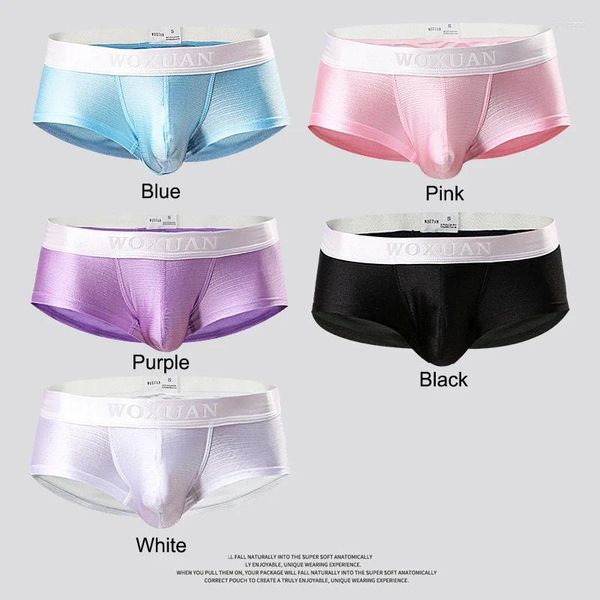 Underpants lnrrabc 2024 1 pcs boxer sexy gelo seda roupa interior masculino respirável calcinha homens bolsa lingerie