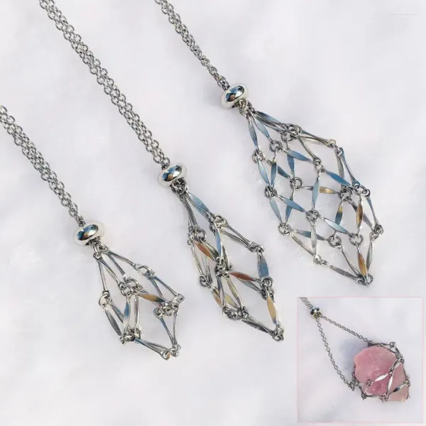 Anhänger Halsketten Design Kristall Halter Käfig Halskette Austauschbare Net Metall Für Frauen Männer Stein Sammeln