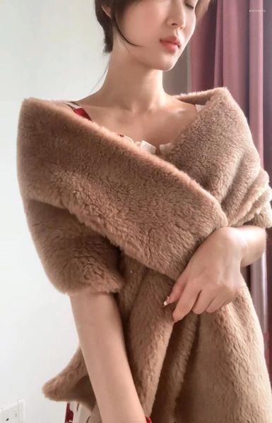 Lenços marca de luxo moda feminina envolve macio xale poncho real alpaca misto roubou mulheres outono inverno cachecol