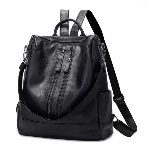 Okul çantaları kadınlar yumuşak sırt çantaları pu deri siyah gündelik çok yönlü kolej çantası büyük kapasiteli omuz kızlar seyahat sırt çantası