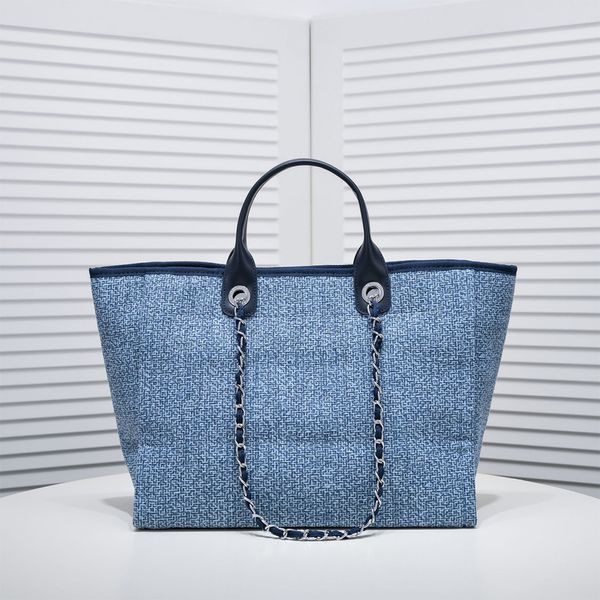 Maniglia di alta qualità grande borsa da spiaggia in tela borsa per la spesa a mano borsa tote ricamata borsa da viaggio classica di moda di design all'ingrosso D0035