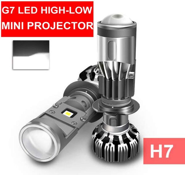 2 pçs h4 h7 g7 led hilow mini lente do projetor farol carro motocicleta linha de corte claro feixe super turbo ventilador 12v 5500k 55w 8000lm9088268