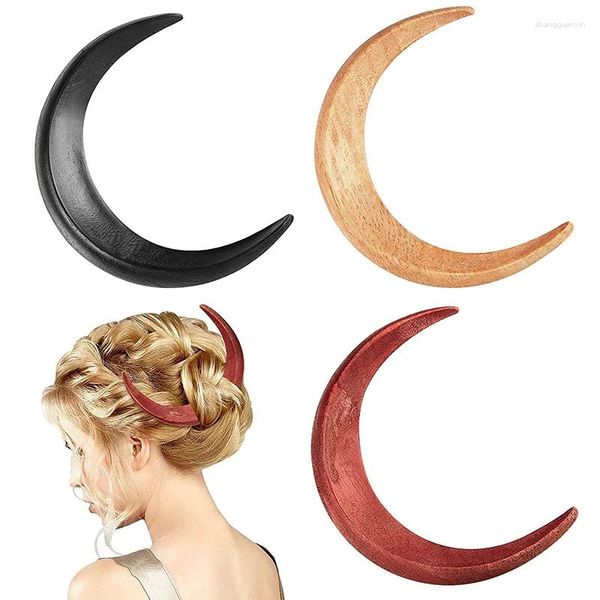 Fermagli per capelli Forchetta luna Ramadan Bastoncini di legno tinta unita Elegante Mubarak Accessori moda Donna Ragazza Regalo