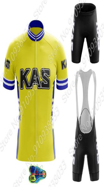 Team KAS Radfahren Jersey Set Sommer Retro Kleidung Männer Rennrad Shirts Anzug Fahrrad Trägerhose MTB Tragen Maillot Culotte Racing set8797010