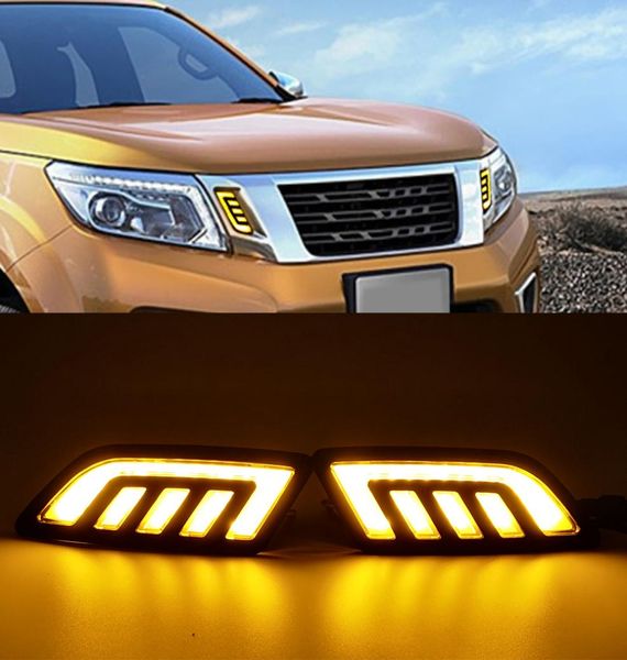 1 conjunto adequado para Nissan NAVARA NP300 D23 2015 2016 2017 2018 2019 LED DRL luzes diurnas máscara grade lâmpada LED com sinal de giro fe3078449