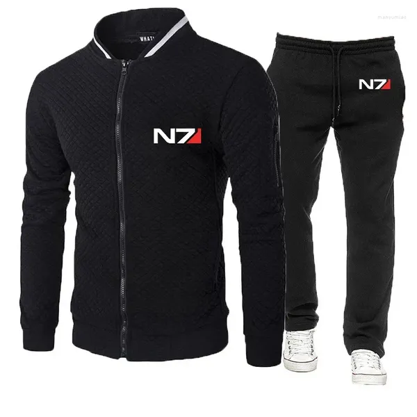 Tracksuits masculinos N7 Mass Effect Logo Imprimir 2024 Primavera e Outono Tracksuit Auto-cultivo Calças com Capuz Pulôver Sportwear Ternos Casuais