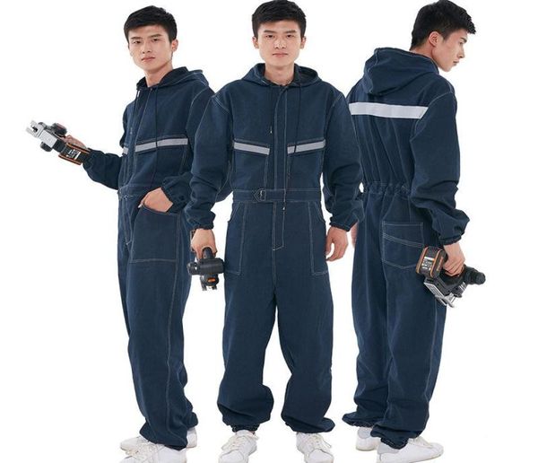 Men039s fatos de treino denim roupas de trabalho terno de uma peça máquina de solda reparação resistente à sujeira wearproof macacão fábrica wor4482160