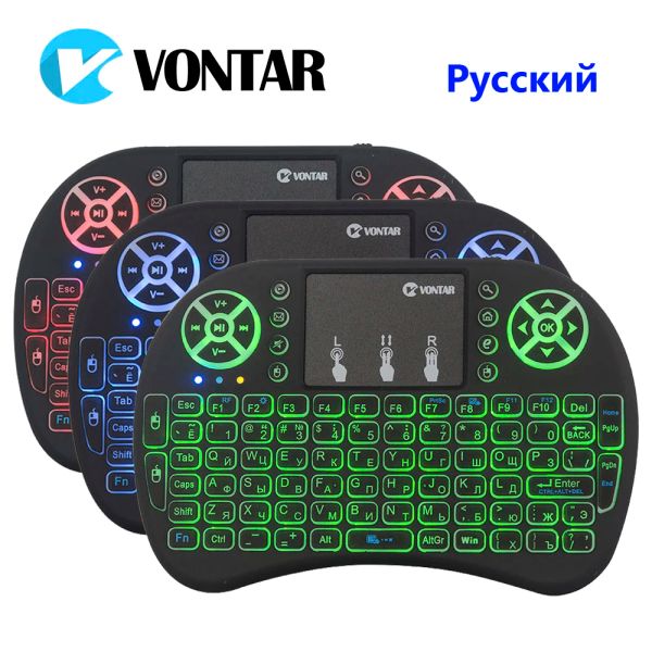 TASSICHE VONTAR I8 INGLESE FRANCE RUSSA FRANCESE Mini tastiera wireless wireless da 2,4 GHz Mouse retroilluminato Touchpad Handpad per Android TV Box