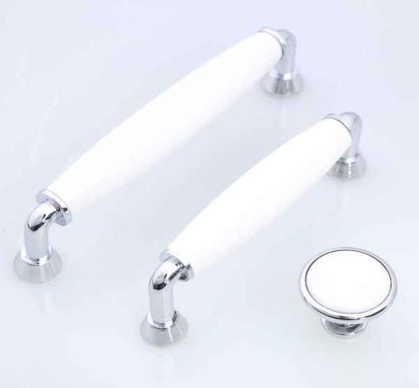 5quot moderno simples prata branco móveis alças cerâmica cômoda armário de cozinha maçaneta da gaveta cromo 128mm 96mm7917273