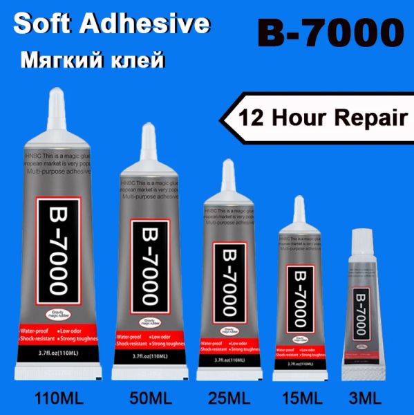 Conjuntos de cola b7000, 15ml, 25ml, 50ml, 110ml, contato transparente, adesivo de reparo de telefone, vidro universal, plástico, faça você mesmo b7000 com aplicador de precisão