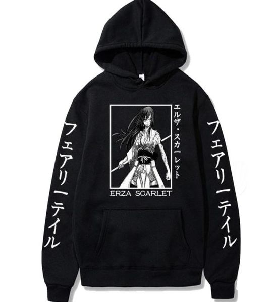 Men039s Hoodies Sweatshirts Anime Fairy Tail Print Hoodie Loog Sleeve Erza Scarlet Streewear Pullover Sweatshirt6349055