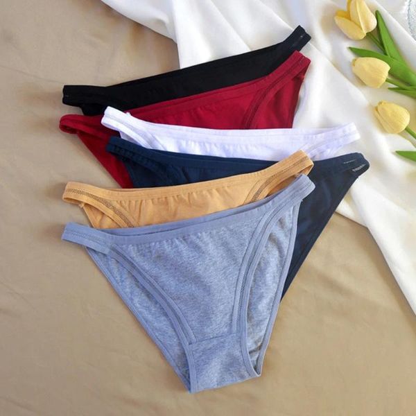 Calcinha feminina calcinha sem costura algodão de cor de algodão respirável String confortável cuecas de biquíni lingerie cueca feminina