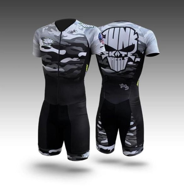 Гоночные комплекты JUNK WHEELS Pro Team Speedsuit Bodysuit Цельный костюм с короткими рукавами Мужской костюм для триатлона Speed Skinsuit Kit Fast Skating Clot7490389