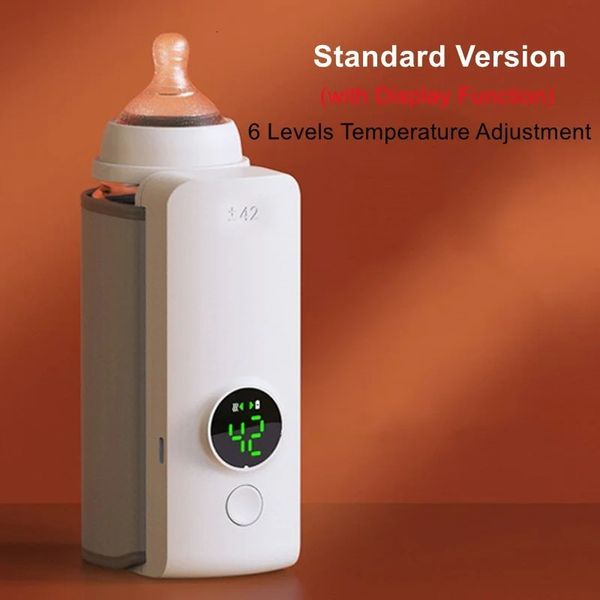 Aquecedor de mamadeira recarregável, 6 níveis de ajuste de temperatura com display de temperatura, manga aquecedora de peito, acessórios de alimentação 240226