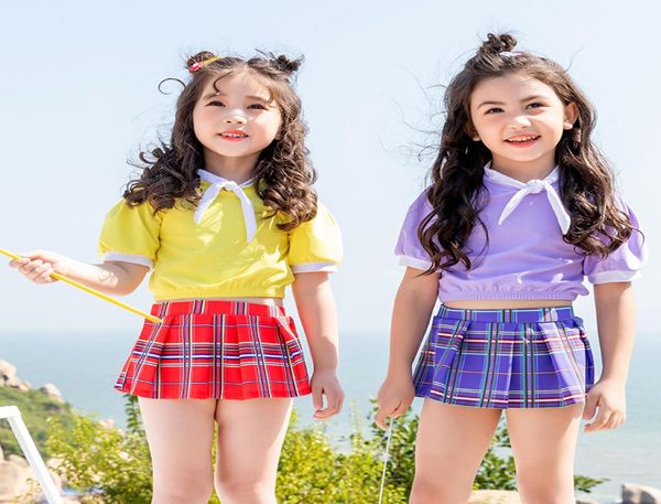 Costume da bagno per bambini 3 pezzi con cuffia da bagno Costumi da bagno per ragazze UPF50 Protezione UV Costume da bagno color caramello Ragazza Beachwear Kids7424145