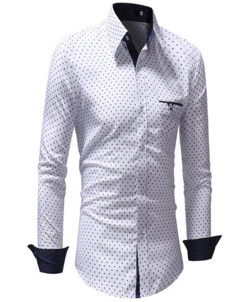 Men039S Shirts 2020 Marke Mode Männlichen Shirt Langarm Tops Polka Dot Casual Shirt Herren Hemden Schlank XXXL2613491