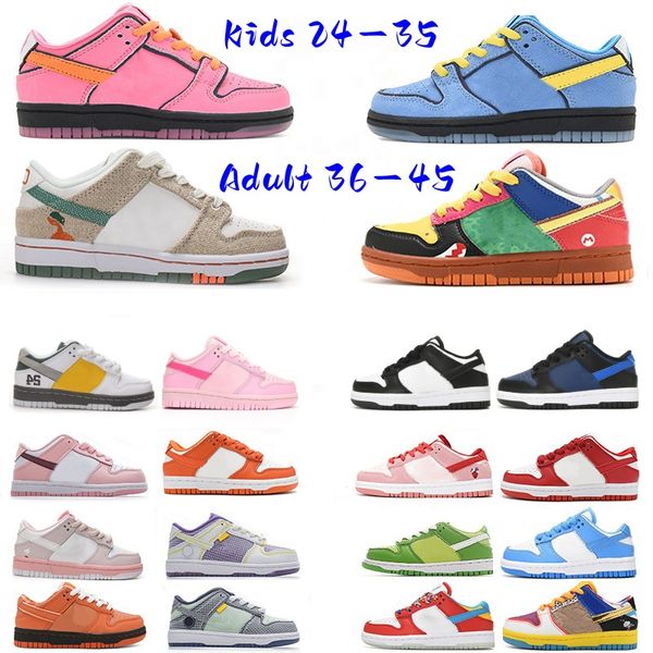 Kinderschuhe Baby Kinder Sneaker Schuh Panda Junge und Mädchen Weiß Schwarz Lila Pistazie Weizen Gold Weiß Gummi Wolf Grau Game Royal University Gold Sport-Turnschuhe