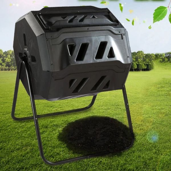 Kit Contenitore per compost da 160 l Secchio ribaltabile da giardino Secchio per compost da esterno Secchio per prevenzione della corrosione Fermentazione aerobica Rifiuti di cucina