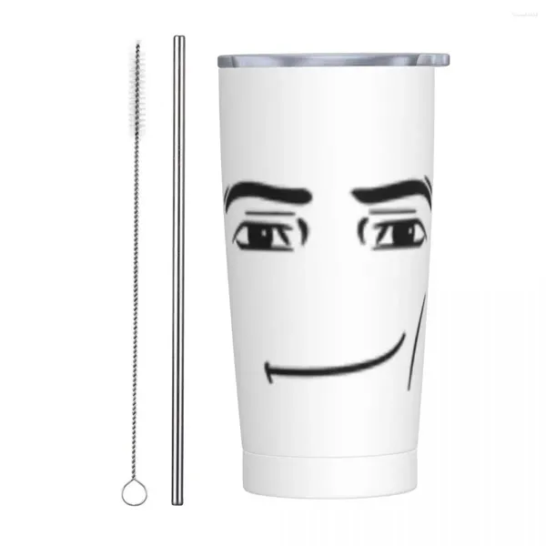 Tumblers homem rosto tumbler engraçado jogo frio e garrafa de água manter calor caneca de café de aço inoxidável personalizado praia canecas copo