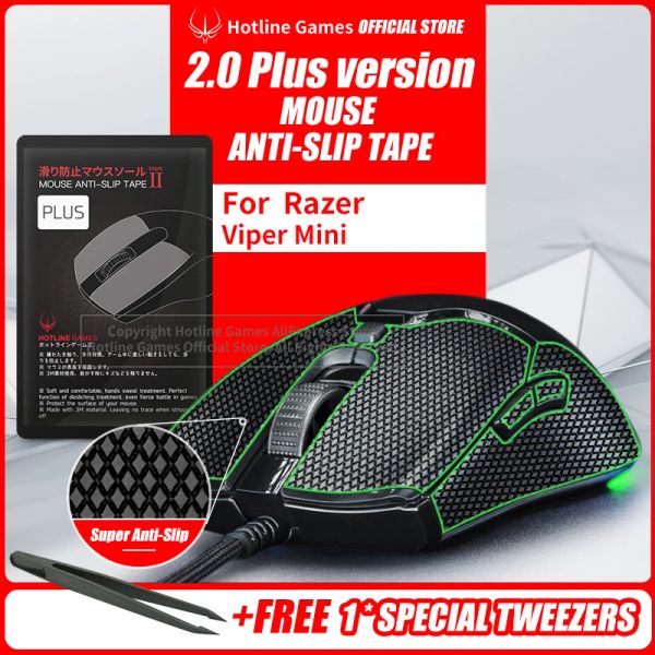 Ratos Holtine Games 2.0 Plus Mouse AntiSlip Grip Tape para Razer Viper Mini Mouse Grip Atualização Absorção de Umidade Pré Corte Fácil de Aplicar