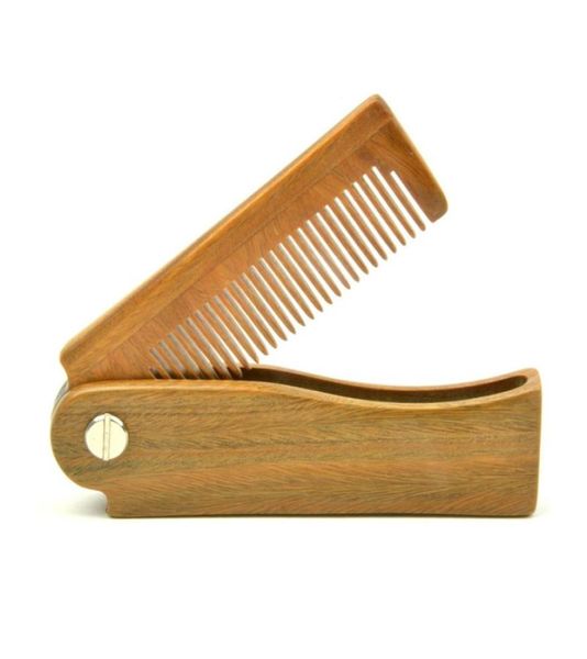 1 pz naturale legno di sandalo verde piega pettine pettine per capelli per uomo cura della barba antistatico pettine in legno strumenti per la cura dei capelli spazzola per capelli8945345