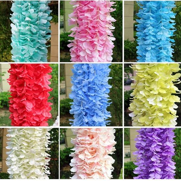 Dekorative Blumen, künstliche Hortensien, Orchideen, Rattan-Schnur, Hochzeit, Deckendekoration, gefälschter Ringbogen, DIY, Familienfeier, 1 m