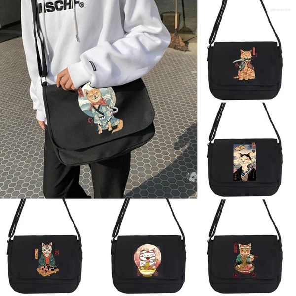Sacos de compras Harajuku Canvas Messenger Bag Bolsas Ombro Grande Capacidade Crossbody para Adolescente Meninas Homens Estudante Escola Sac