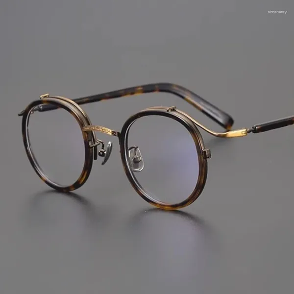Montature per occhiali da sole Lussuose montature per occhiali rotondi classici in lega di acetato premium alla moda Occhiali da vista unisex eleganti di alta qualità