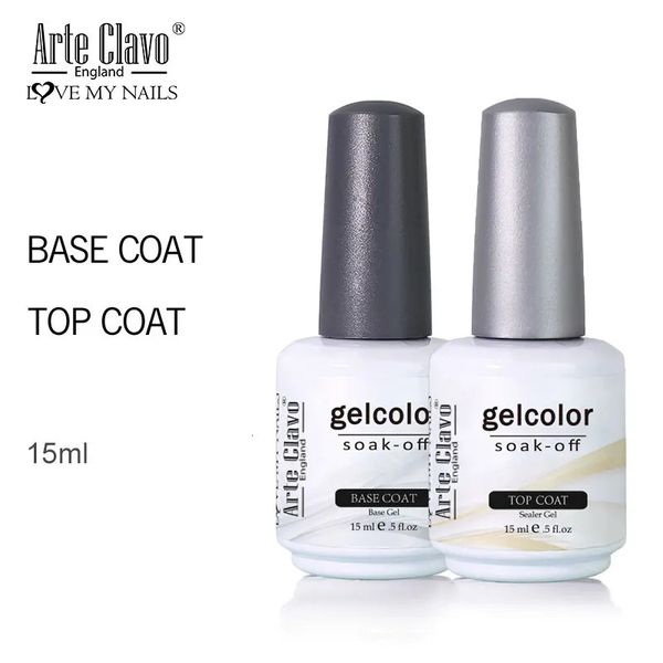 Arte Clavo Set di smalti gel UV LED da 15 ml Base Primer Top Coat Kit di vernici Vernice artistica trasparente 240219