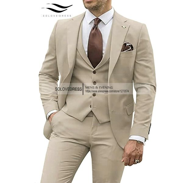 Suits Erkekler 3 Parça Takım Slim Fit Damat/Düğün/Prom Takım Ceket Smoke Yelek Seti Terno (Ceket+Pantolon+Yelek)