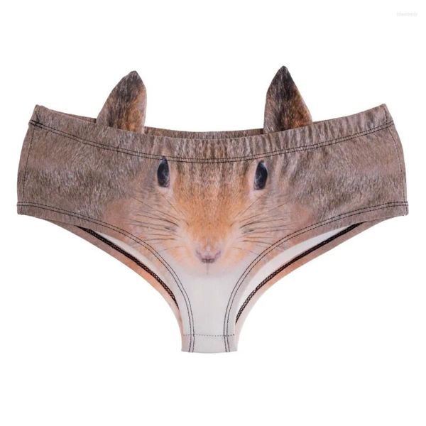 Frauenhöschen Großhandel 3D-gedrucktes Tier Eichhörnchen Hipster Panty Sexy Unterwäsche Frauen mit Ohr Bragas Culotte Femme