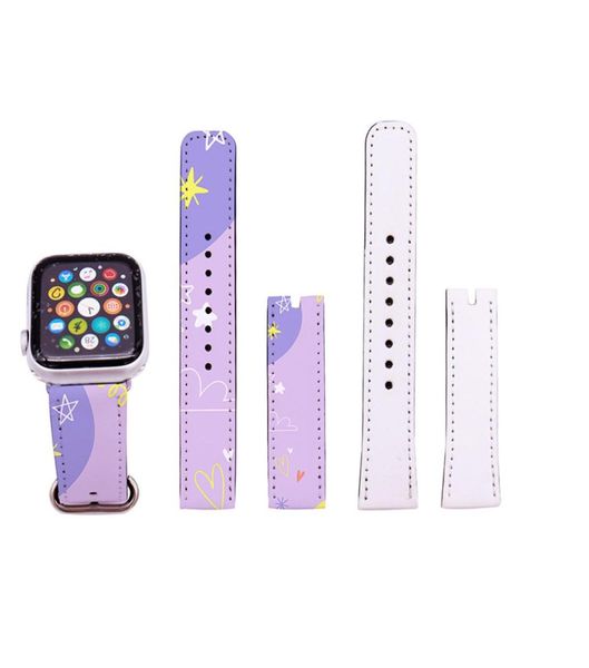 Cinturini per sublimazione fai-da-te Cinturino di ricambio per feste in bianco bianco per iWatch 1 2 3 4 5 Cinturino per orologio in pelle PU 38 40 42 44mm Regolazione portatile9683283