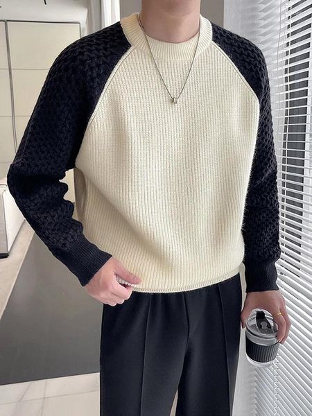 Männer Pullover Mode Gestrickte Pullover Kleidung O Neck Patchwork Kaschmir Pullover Casual Streetwear Warme Jumper Koreanische Strickwaren A72