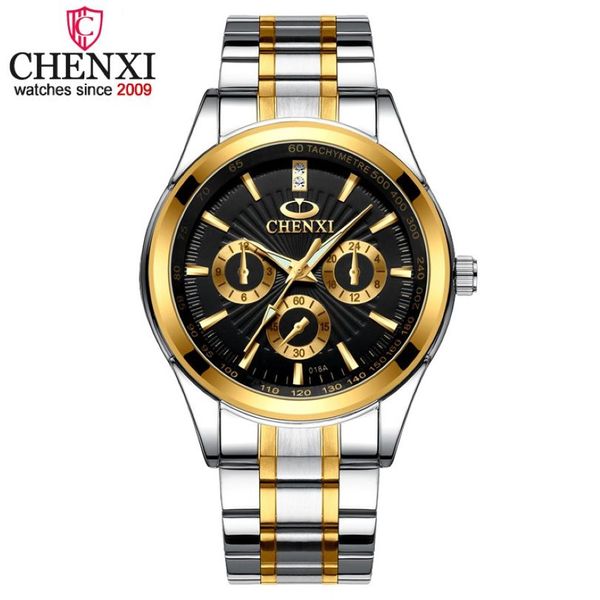 Chenxi marca de luxo analógico relógio quartzo negócios masculino militar completo aço inoxidável relógios pulso relogio masculino333v